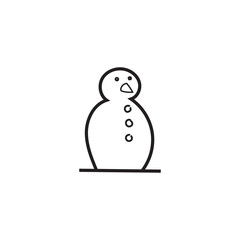 Snowman. Cartoon style in line, outline. Vector illustration.