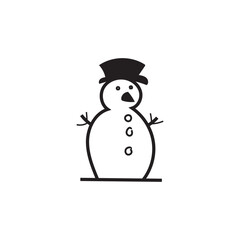 Snowman. Cartoon style in line, outline. Vector illustration.