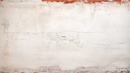 Red White Wall Background. Old Grungy Brick Wall Horizontal Texture. Brickwall Backdrop. Stonewall Wallpaper. Vintage Wall With Peeled Plaster. Retro Grunge Wall. Brick Wall With White  Stucco crack