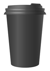 Coffee cup with place for lettering. Coffee to go. Hot street drinks, cardboard packaging plastic cap