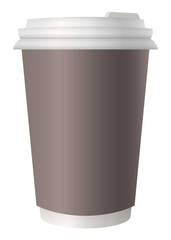 Coffee cup with place for lettering. Coffee to go. Hot street drinks, cardboard packaging plastic cap