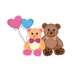 teddy bear with balloon love illustration