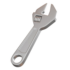 Adjustable Wrench Icon for Construction and Repairs. 3D render