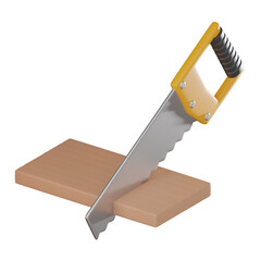 Hand Saw Icon for Construction and Woodwork. 3D render