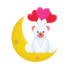 teddy bear on moon illustration