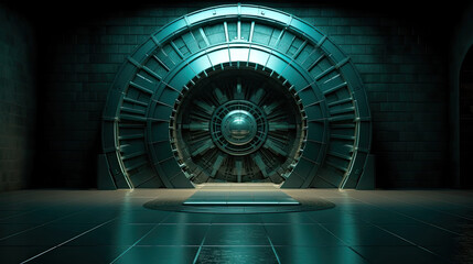 vault opens to reveal a lock,vault opens to reveal a safe,bank vault door,Security Safe Locker In The Room