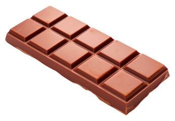 Closeup milk chocolate bar on isolated transparent background