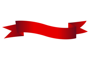 Heraldic red ribbon banner. Flag, decorative element, label or streamer.  illustration isolated on white background