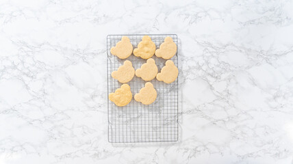 Panda shaped shortbread cookies with chocolate icing