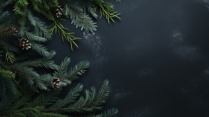 Christmas tree branches background space for text