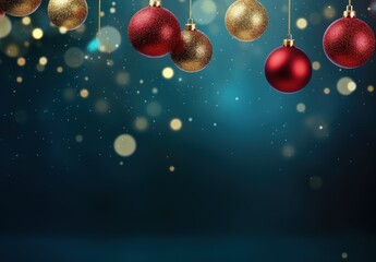 christmas balls banner with text space