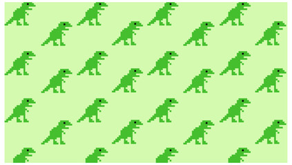 pixel tyrannosaurus t-Rex pattern dinosaur sketch repeat pattern with chaotic arrangement. Perfect for textile, gift wrap and wallpaper.