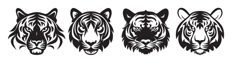 Tiger face illustration isolated on white background. 
