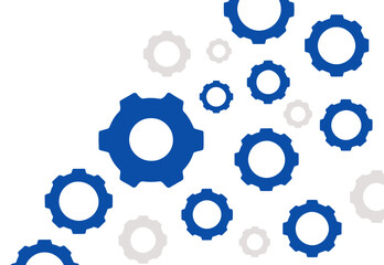 Background with gears of two colors, flat vector illustration.