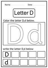 coloring letter D worksheets - writing letter D worksheets