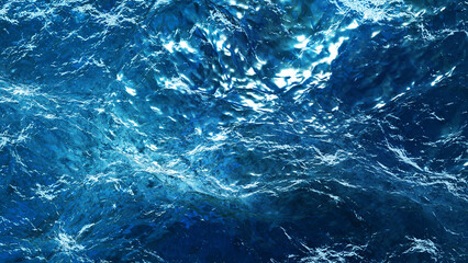 Water waves pattern texture, rough sea waves 3d illustration. - obrazy, fototapety, plakaty