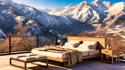 Modern Bedroom with Wall Art and Platform Bed,