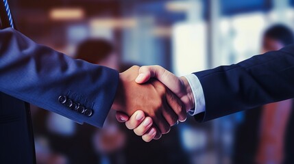 Business partners shaking hands to seal a deal after successful merger and acquisition negotiation