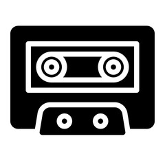 This is the Casette icon from the Technology icon collection with an Glyph style