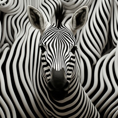 Fototapeta na wymiar 3D black and white zebra optical illusion artwork.