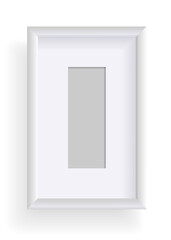 Photo frame isolated on white, rectangular frame mockup. Empty framing for presentations. Photo or picture painting frame, for art gallery interior.  template
