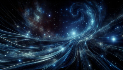 宇宙空間を流れる波の抽象的なイメージ
