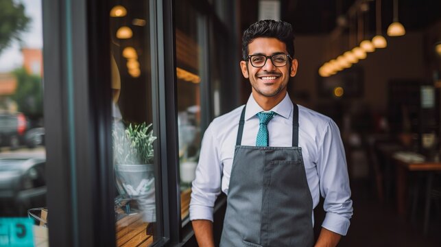 Small Business Owner Smiling Confidently At The Camera In Front Of Her Shop