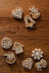 Tasty sweet Christmas cookies on a background. - 693900727