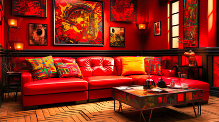 Contemporary Living Room with Sectional Sofa and Modern Art,
