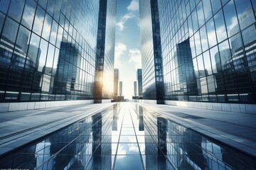 business background clear glass tall building and high technology
