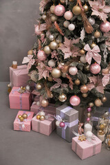 Christmas tree and gifts on a background. - 693901374