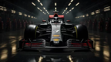 Foto op Plexiglas Front view of Formula 1 Car and The Team Mechanics. © Tirtonirmolo