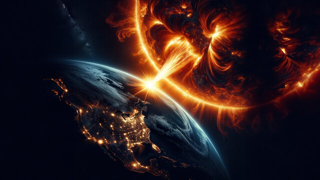 Solar Flare Triggers Global Blackout. Power outages worldwide due to solar storms, digital apocalypse.
