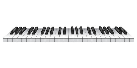 Piano keys. Musical instrument keyboard top above view. Black and white classic or electric piano keys. 3d  illustration © designer_things