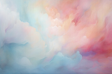 Soft, pastel hues blending seamlessly, forming a delicate and soothing abstract aura on the canvas.