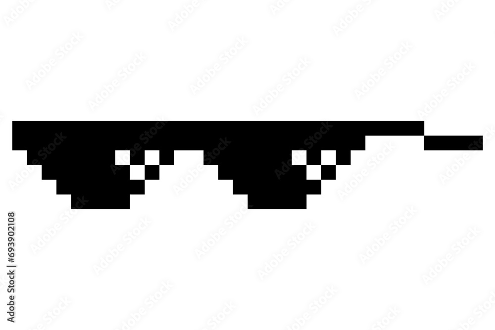 Wall mural pixel glasses meme. like a boss meme. pixelation, accessory optical fashion. 8 bit funky logo icon. 