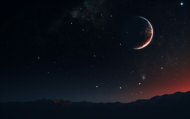 Fototapeta na wymiar Beautiful night sky with stars and moon