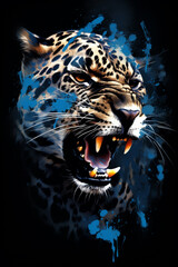 Fluid, weighty strokes creating the abstract image of a powerful, substantial jaguar on the prowl.