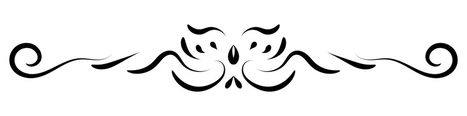 Vintage border ornament. Classic swirl divider motif. Hand drawn vector illustration. Element for decorative frame, template.