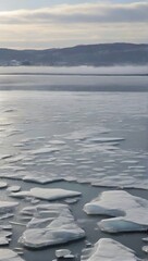 Fototapeta na wymiar ice on the river, lake in winter