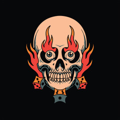 dice skull tattoo vector design