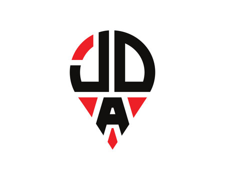 JDA letter location shape logo design.