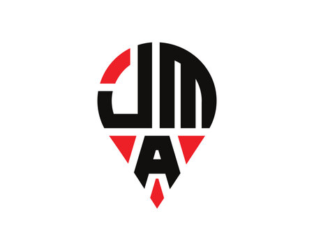 JMA letter location shape logo design.