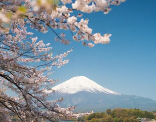 日本の富士山と桜のイメージ
