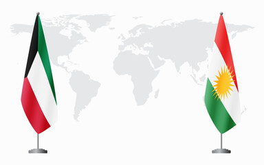 Kuwait and Kurdistan flags for official meeting