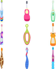 kid toothbrush set cartoon. toothpaste brush, dentist cute, hygiene dentistry kid toothbrush sign. isolated symbol vector illustration