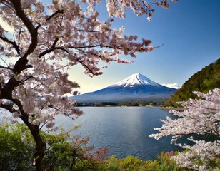 日本の富士山と桜のイメージ