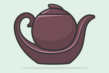 Round Shape Tea Kettle vector illustration. Kitchen interior object icon concept. Kitchen Kettle with closed lid vector design with shadow. House kettle icon logo.