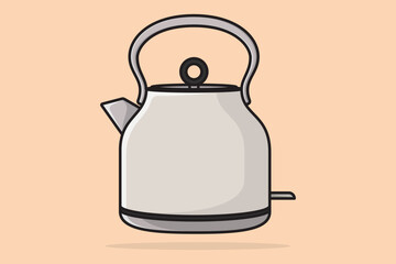 Unique Style Kettle vector illustration. Kitchen interior object icon concept. Kitchen Teapot with closed lid vector design with shadow. Restaurant kettle icon logo.