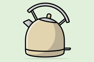 Restaurant Teapot with Closed Lid vector illustration. Kitchen interior object icon concept. Brown metal teapot icon design with shadow.